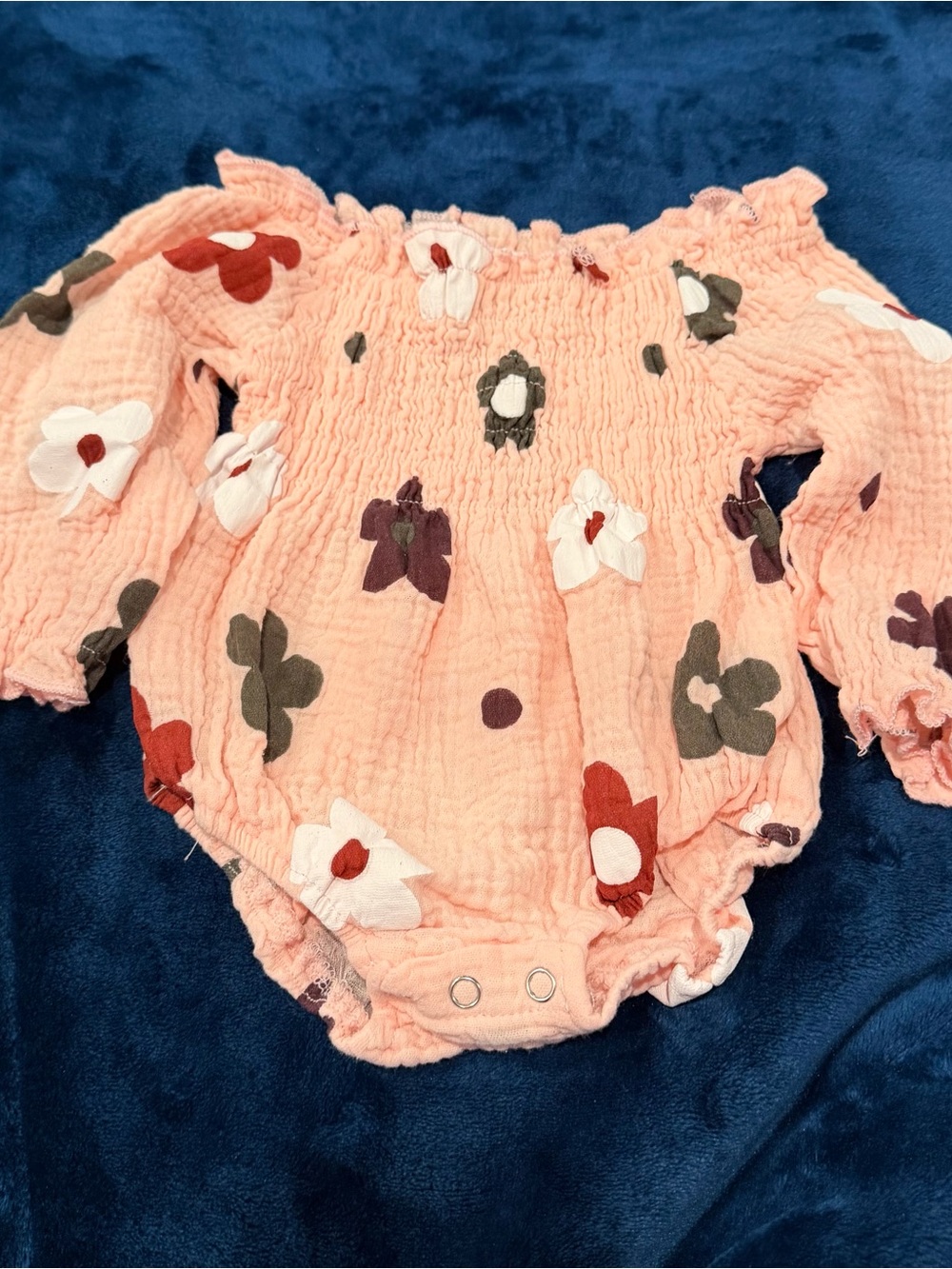 Pink Floral Baby Romper - Long Sleeve
